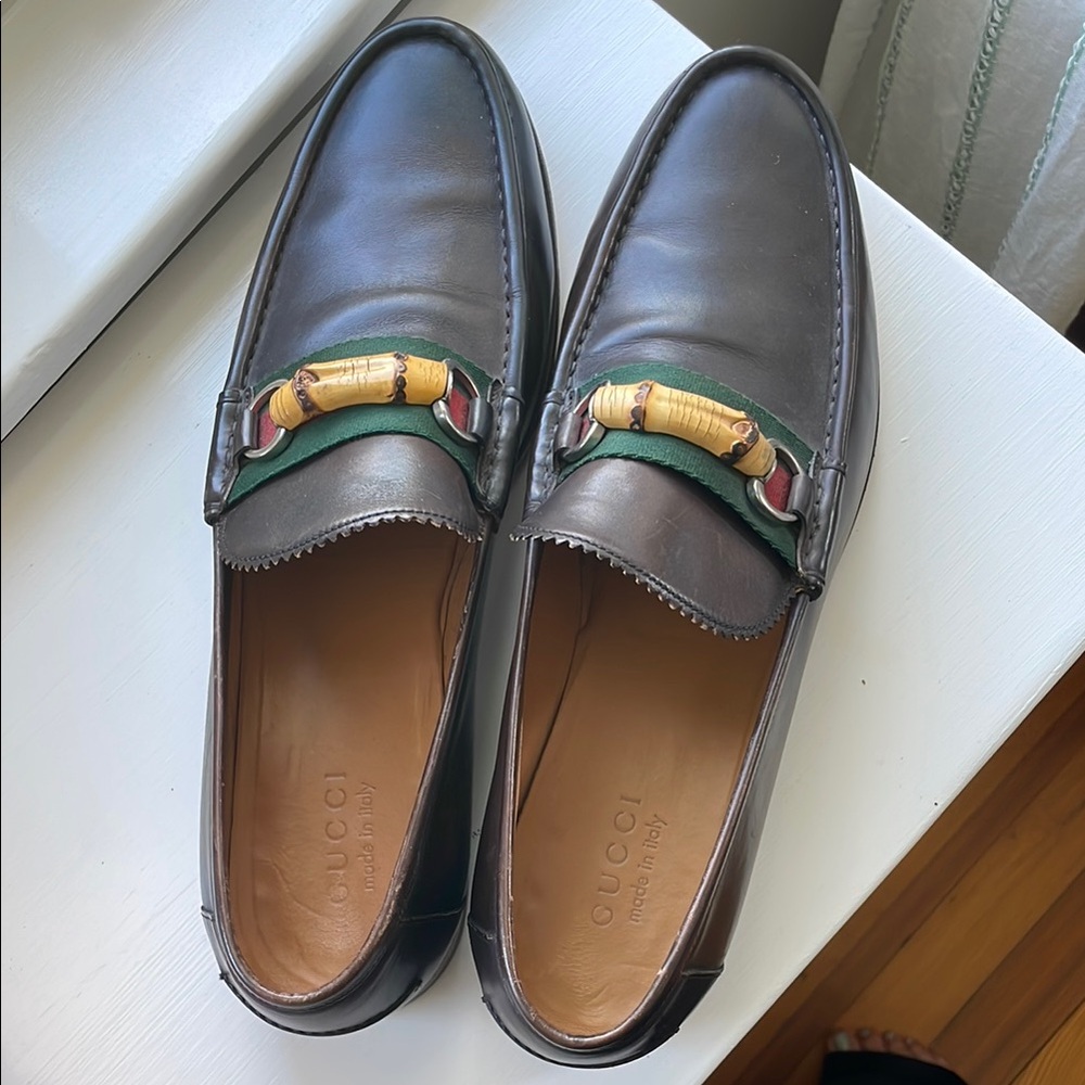 Gucci Brown Leather Horsebit Loafers